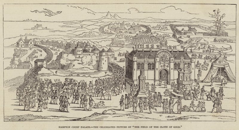 Hampton Court Palace, o Quadro Celebrado de "O Campo de Ouro" (gravura) de English School