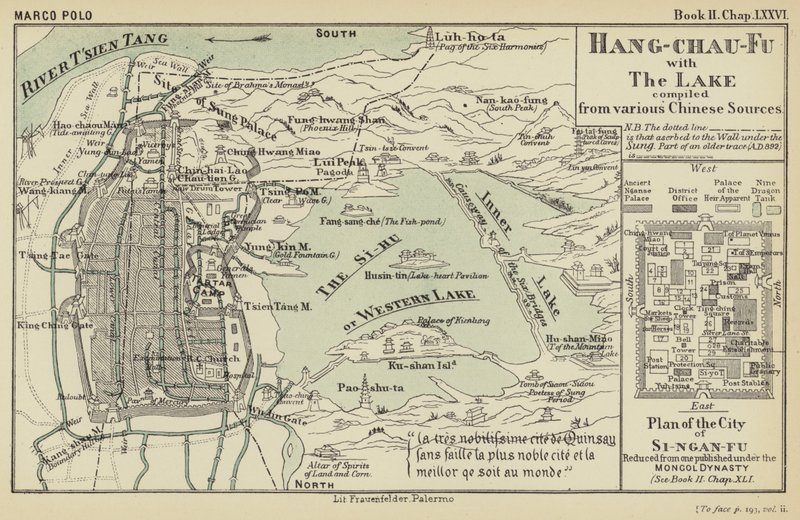 Hang-chau-Fu com o lago, compilado de várias fontes chinesas (litografia a cores) de English School