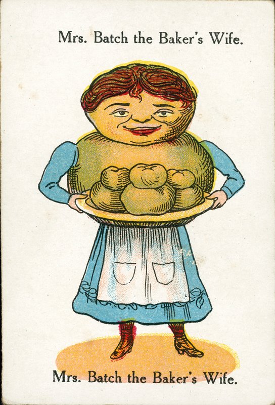 Famílias felizes, c 1920: Sra. Batch, a Mulher do Padeiro (litografia a cores) de English School