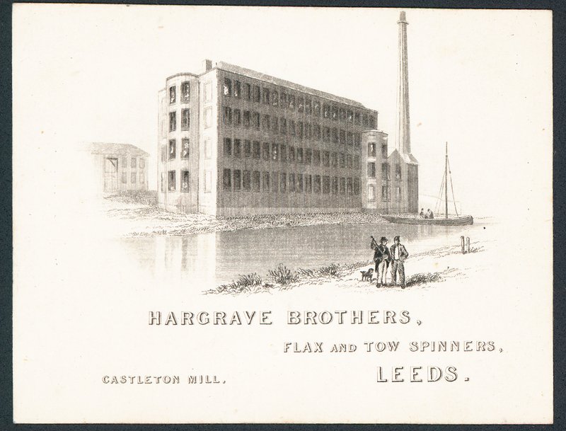Hargrave Brothers, spinners de linho e reboque, cartão de English School