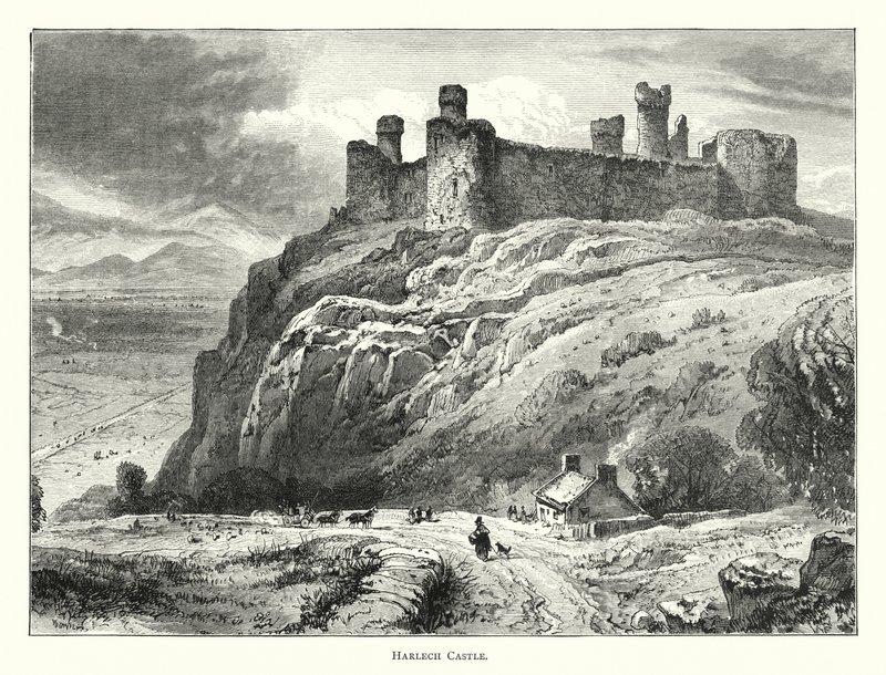 Castelo de Harlech (gravura) de English School