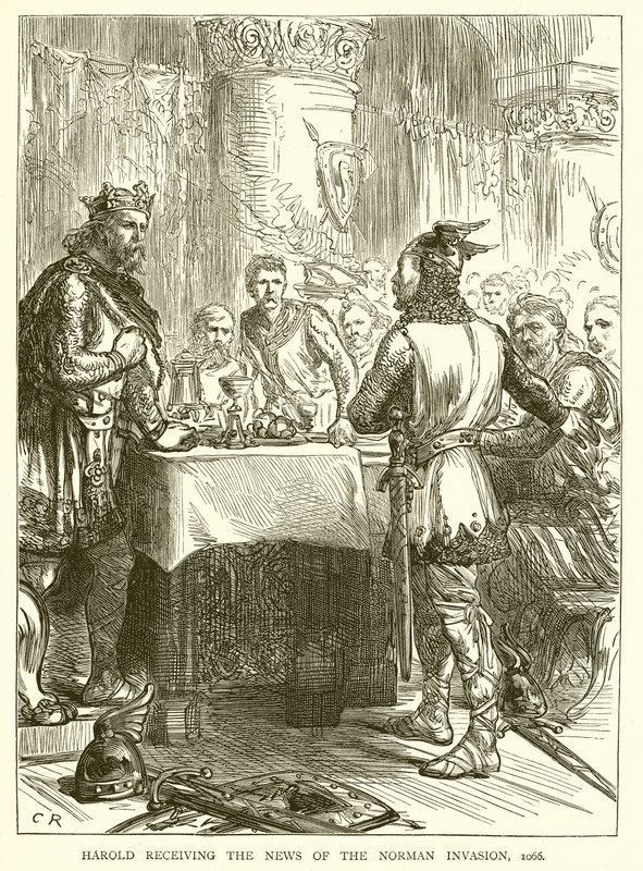 Harold recebendo a notícia da invasão normanda, 1066 de English School