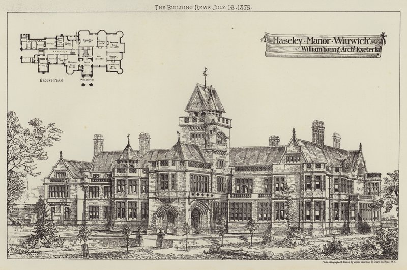 Haseley Manor, Warwick (gravura) de English School