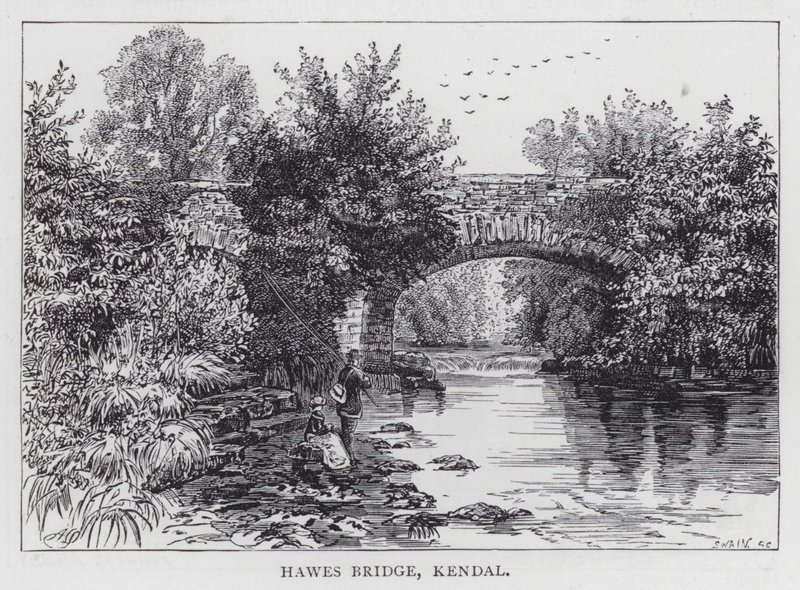 Hawes Bridge, Kendal (gravura) de English School