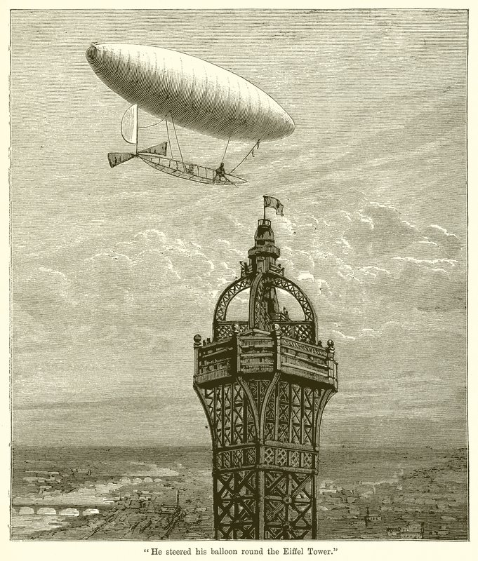 Ele dirigiu seu balão em volta da Torre Eiffel de English School