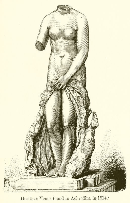Vênus sem cabeça encontrado em Achradina em 1814 de English School