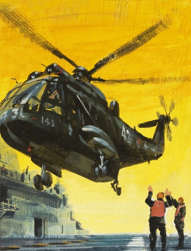 Pouso de helicóptero em porta-aviões de English School