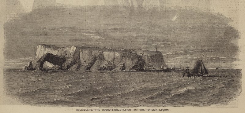 Heligoland, o posto de recrutamento da Legião Estrangeira (gravura) de English School