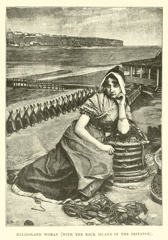 Heligoland mulher, com a Rock Island à distância de English School
