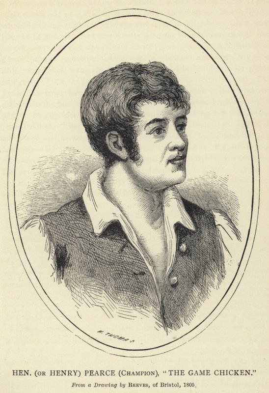 Hen (ou Henry) Pearce, campeão, o jogo Chicken, de um desenho de Reeves, de Bristol, 1805 de English School