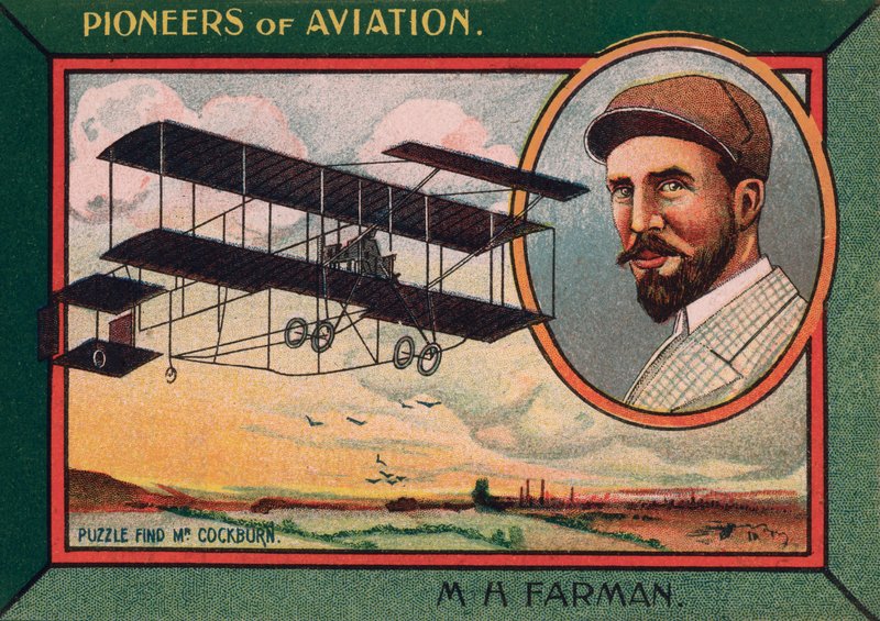 Henri Farman, pioneiro da aviação anglo-francesa, designer e fabricante de aeronaves (chromolitho) de English School