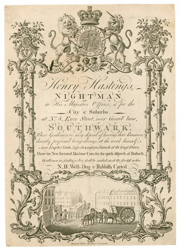 Henry Hastings, Nightman, cartão de comércio de English School
