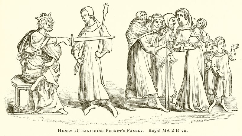 Henry II banindo a família de Beckets de English School