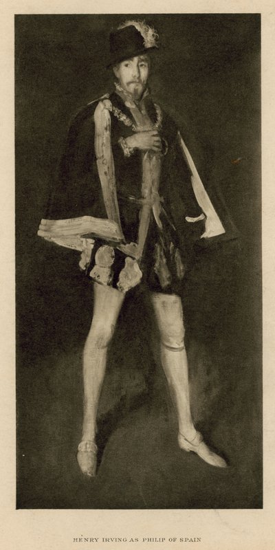Henry Irving, ator, como Philip da Espanha de English School