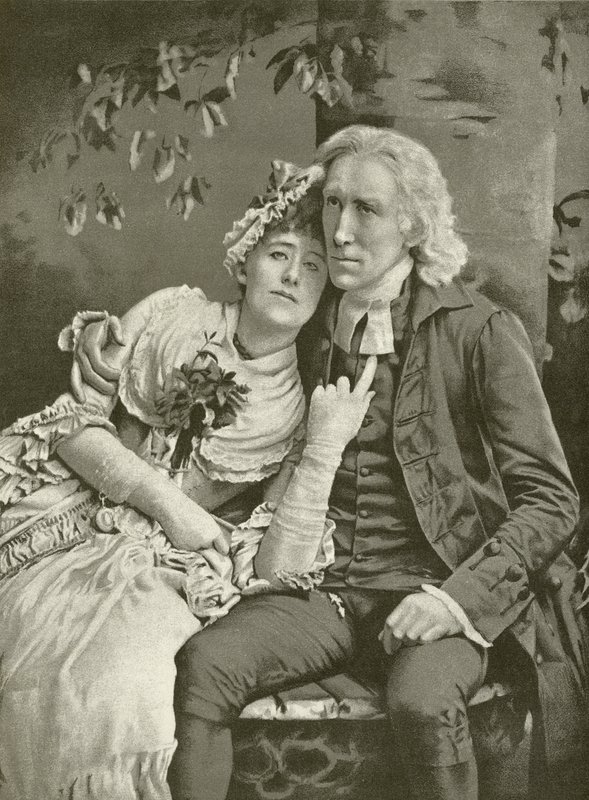 Henry Irving como o vigário e Ellen Terry como Olivia (gravura) de English School