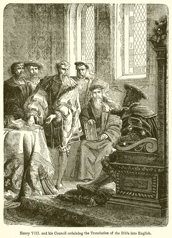 Henry VIII. e seu Conselho ordenando a tradução da Bíblia para o inglês de English School