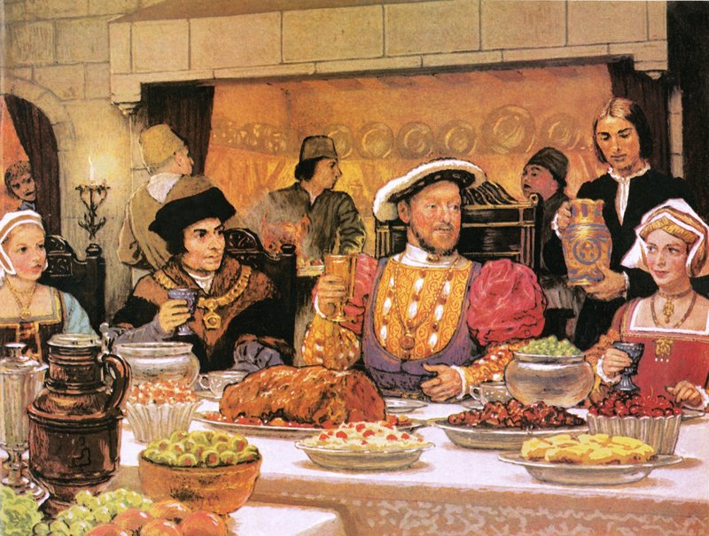 Henrique VIII com Sir Thomas More à sua direita de English School