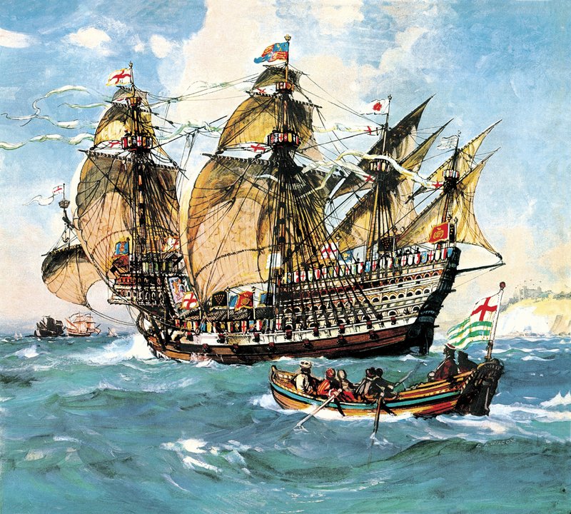 O carro-chefe de Henrique VIII, "Henri Grace a Dieu" de English School