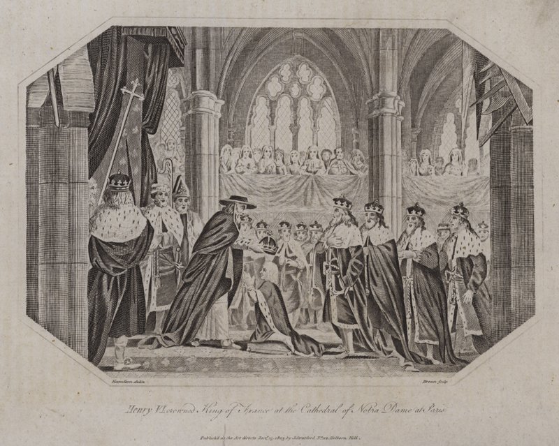 Henrique VI coroou o rei da França na Catedral de Notre Dame em Paris, 1431 de English School