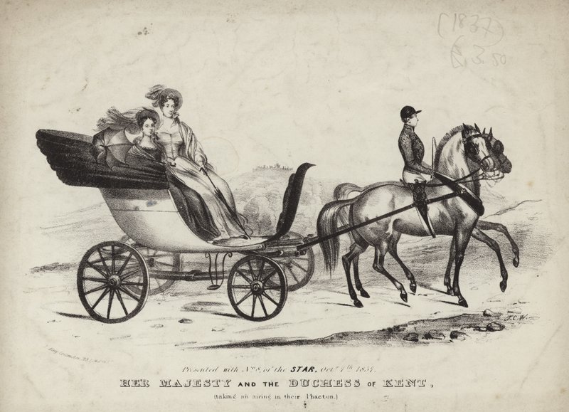 Sua Majestade e a Duquesa de Kent, tomando um ar em seu Phaeton de English School