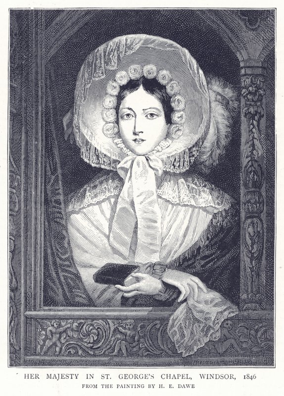 Sua Majestade em St. Georges Chapel, Windsor, 1846 de English School