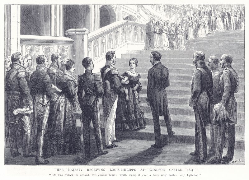 Sua Majestade recebendo Louis-Philippe no Castelo de Windsor, 1844 de English School