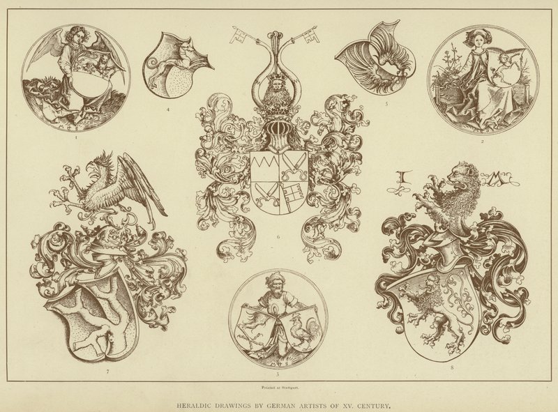 Desenhos heráldicos de artistas alemães do século XV (litografia) de English School