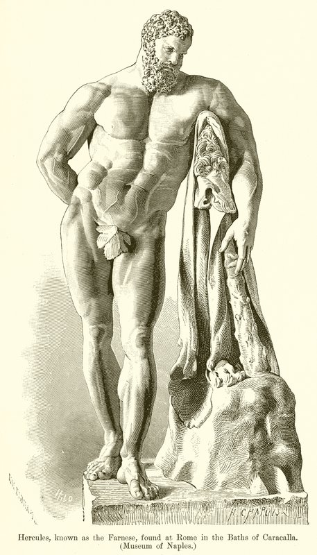Hércules, conhecido como o Farnese, encontrado em Roma nas Termas de Caracalla. (Museu dos Neples) de English School