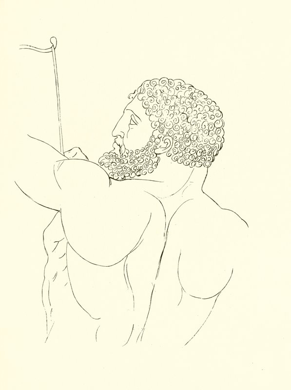 Hércules, cheio de dignidade, força e bravura, destruindo calmamente os Stymphalades de English School