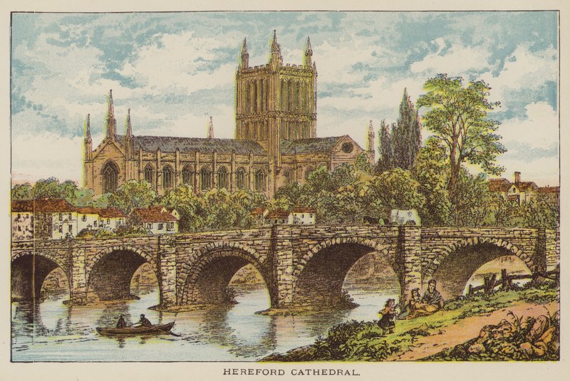 Catedral de Hereford (gravura a cores) de English School