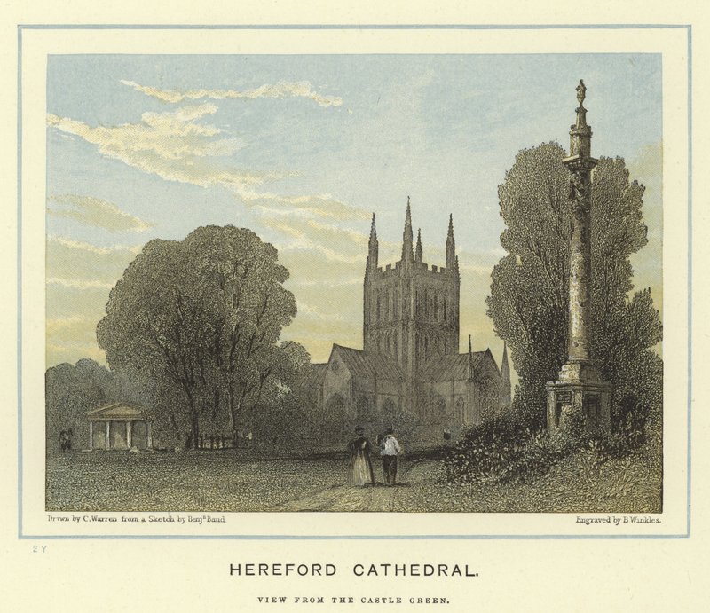 Catedral de Hereford, vista do castelo verde de English School