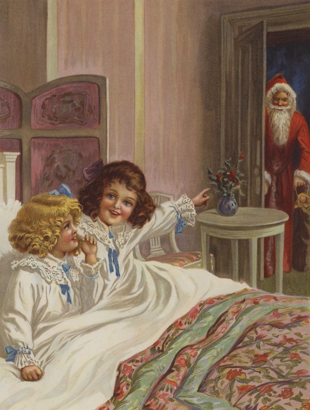 "Aqui está o Pai Natal!" (cor litho) de English School
