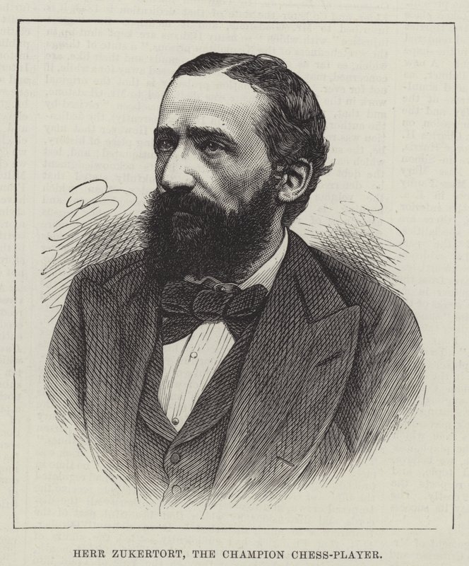 Herr Zukertort, o Jogador Campeão de Xadrez (gravura) de English School