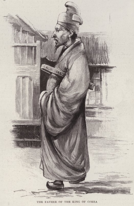 Heungseon Daewongun, pai do rei Gojong da Coreia (litho) de English School