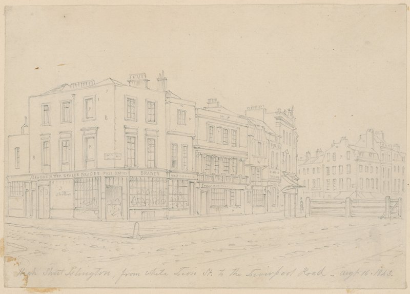 High Street Islington, da White Lion Street, à Liverpool Road, 16 de agosto de 1843 de English School