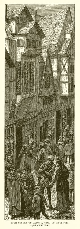 High Street de Oxford, época de Wycliffe, século 14 de English School