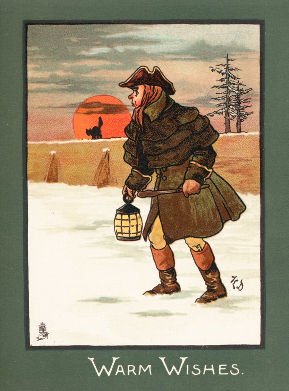 Highwayman na neve, cartão de Natal de English School