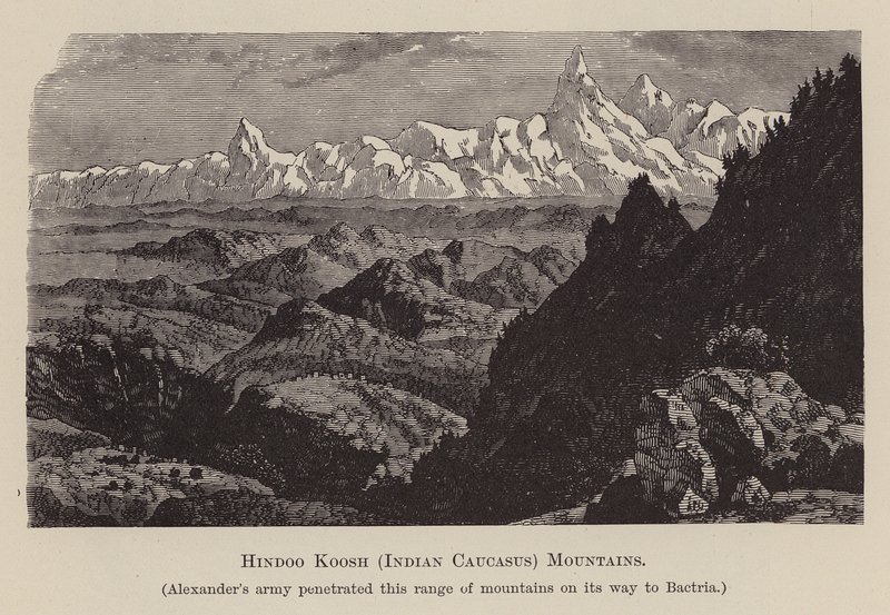 Hindoo Koosh, Cáucaso indiano, Montanhas (gravura) de English School