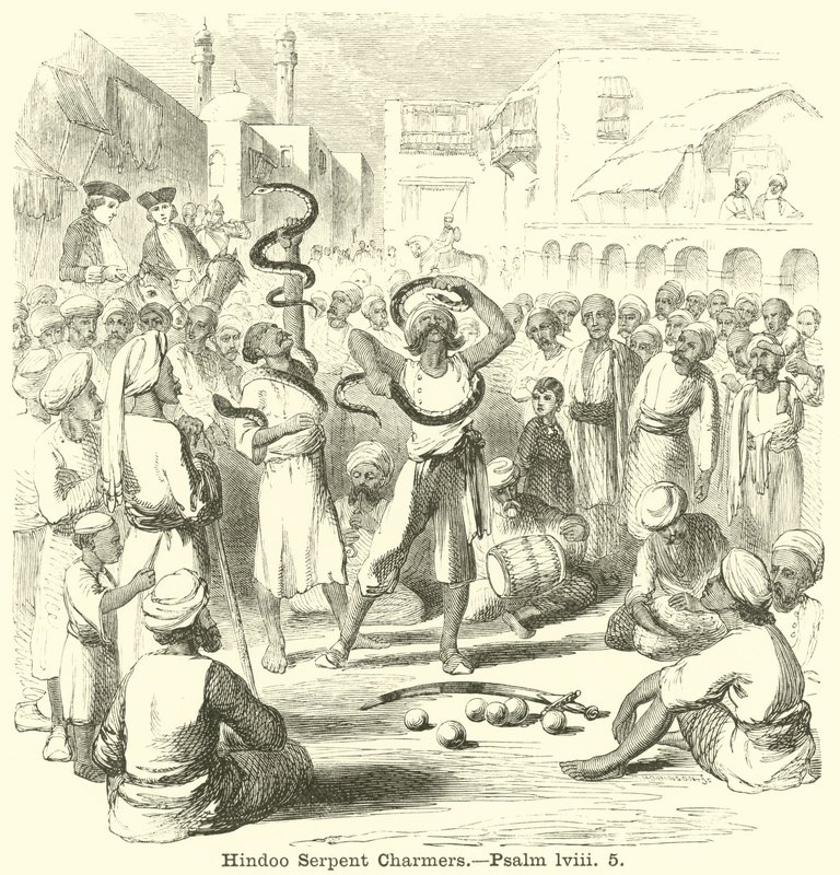Encantadores de Serpentes Hindoo, Salmo, lviii, 5 de English School