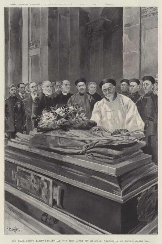 Sua Excelência Li-Hung-Chang no Monumento do General Gordon na Catedral de São Paulo (litho) de English School
