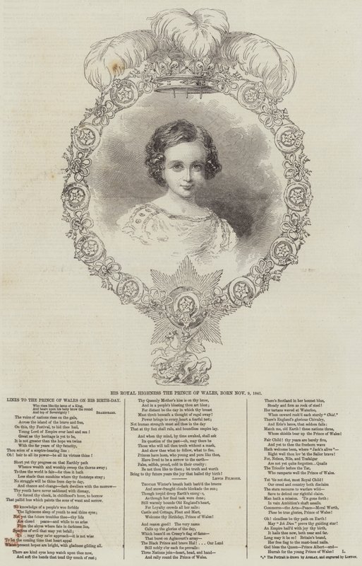 Sua Alteza Real o Príncipe de Gales, Nascido em 9 de Novembro de 1841 (gravura) de English School