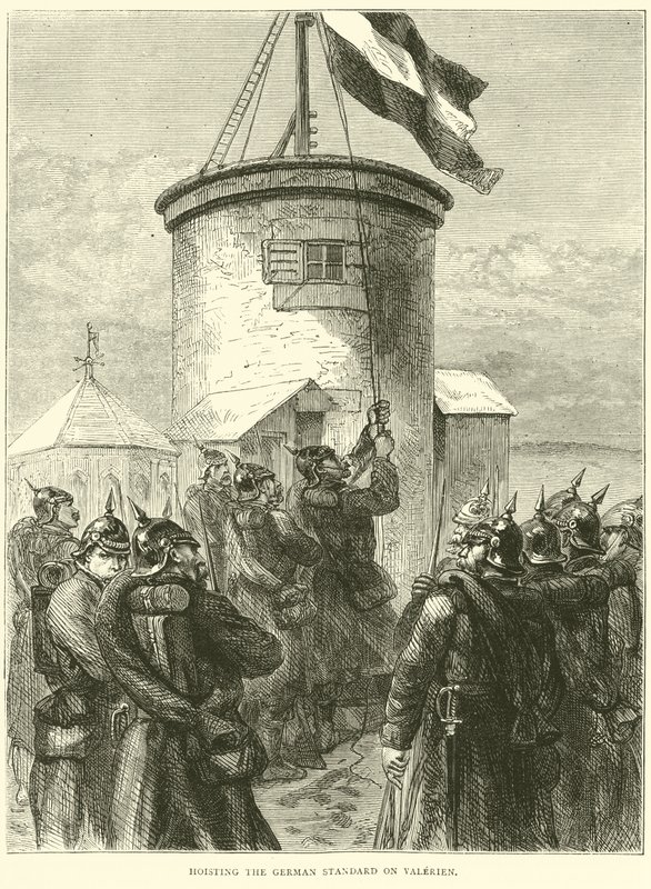 Içando o padrão alemão em Valerien, março de 1871 de English School