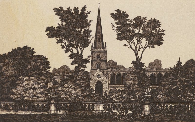 Igreja da Santíssima Trindade, Stratford on Avon (litografia) de English School