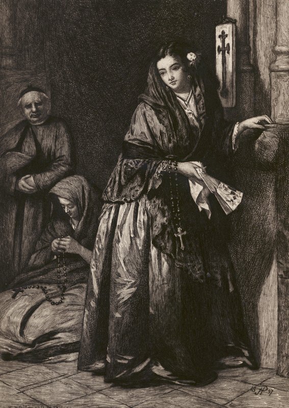 Água benta, gravada por G W Rhead, segundo J Phillips (litografia) de English School