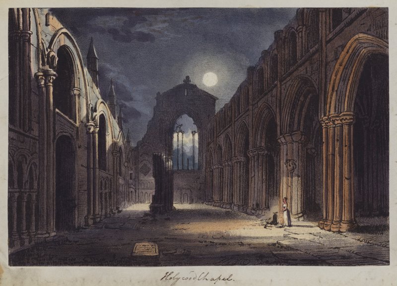 Holyrood Chapel, Edimburgo (gravura colorida) de English School