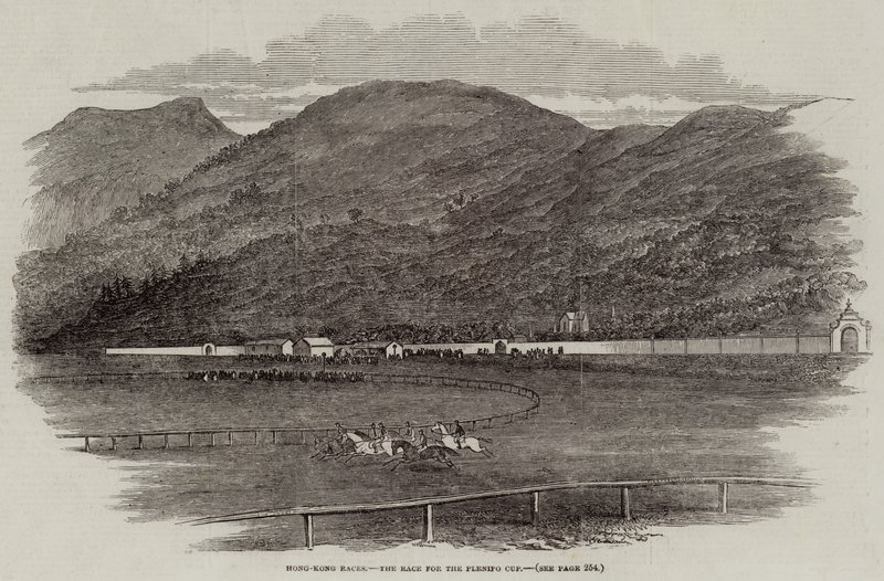 Hong-Kong Races, a Corrida para a Taça Plenipo (gravura) de English School