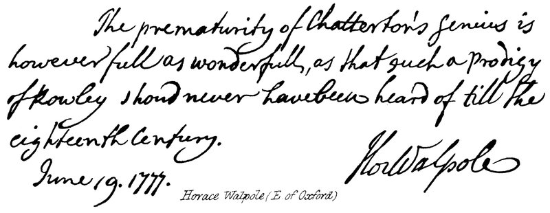Horace Walpole (E de Oxford) de English School
