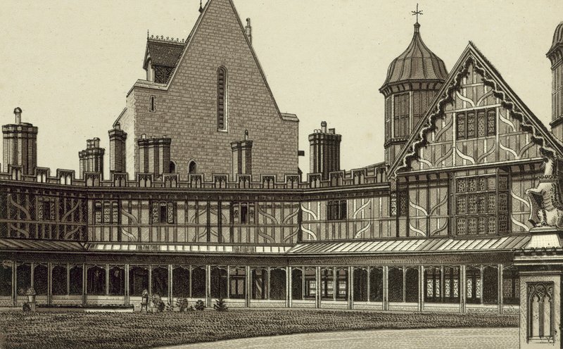 Claustros em ferradura, Castelo de Windsor (litografia) de English School