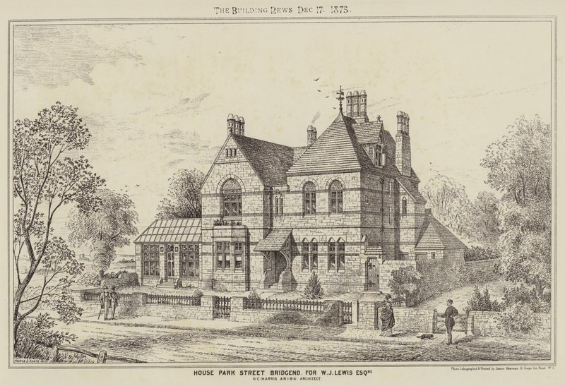 House Park Street Bridgend, para W J Lewis Esquire (gravura) de English School