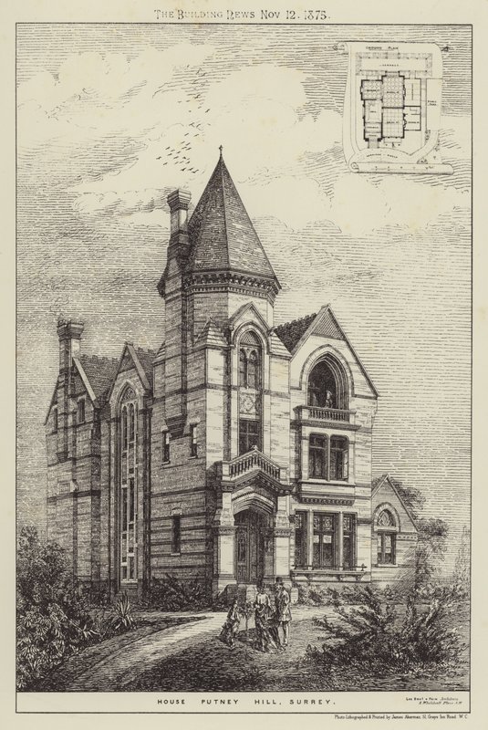 Casa Putney Hill, Surrey (gravura) de English School